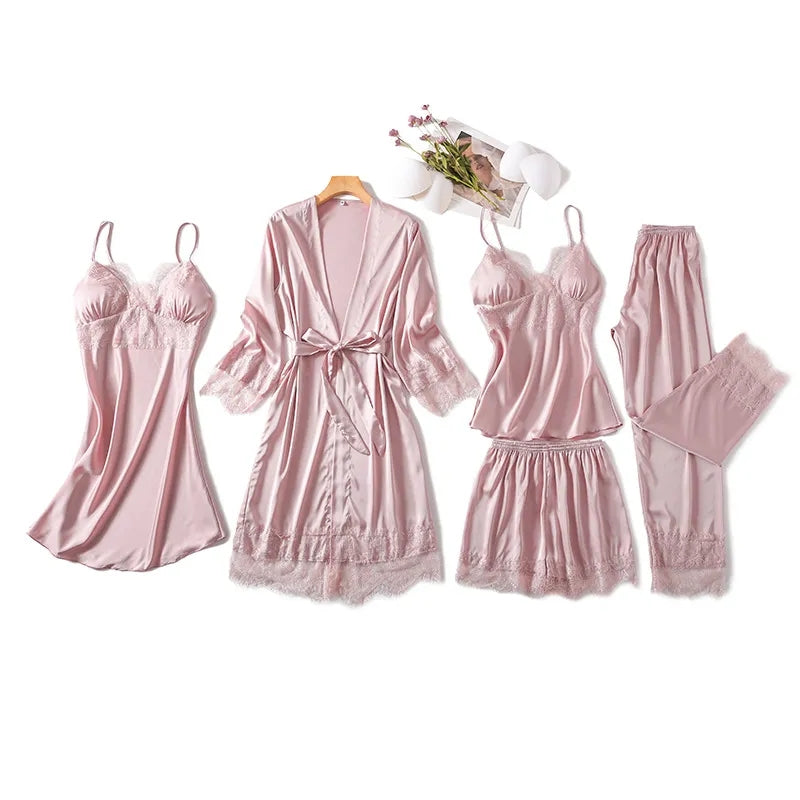 Women's 5 Piece Silk Nighty Soft Comfortable Stuff